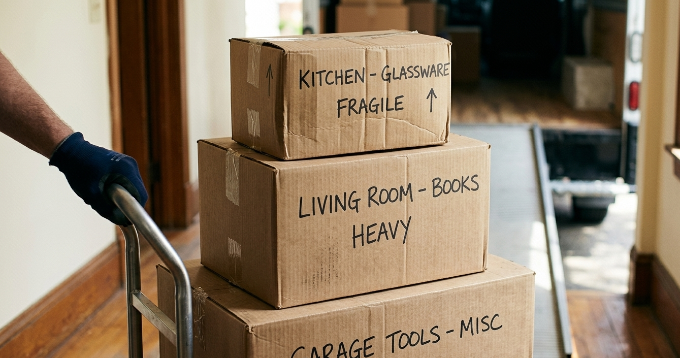 Clarkes Movers professional carrying boxes